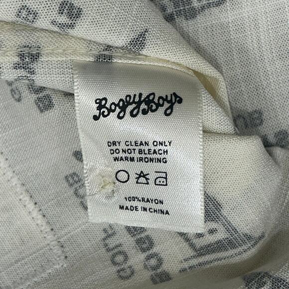 NEW Bogey Boys Flag Button Up Men's Golf Shirt Black and Cream Size L - Picture 6 of 6